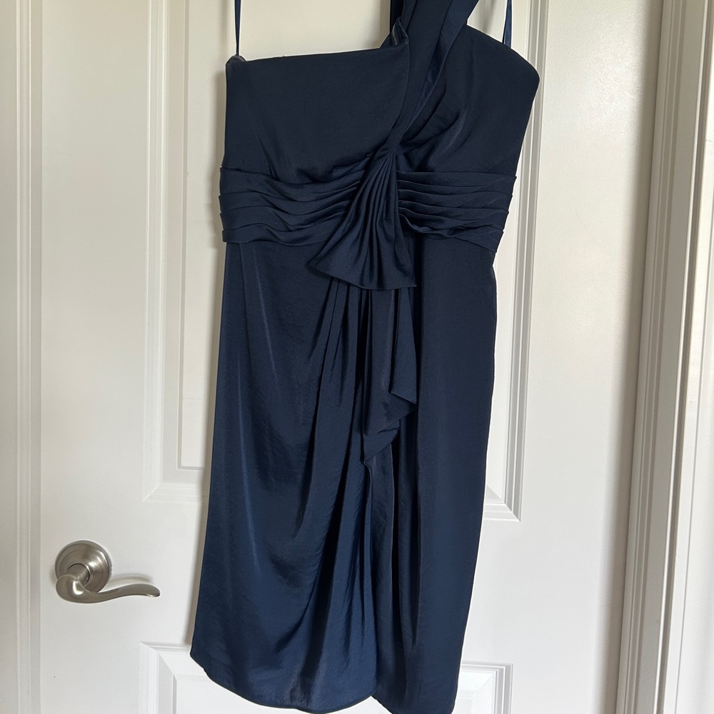 BCBGMaxAzria One Shoulder Dress in Navy